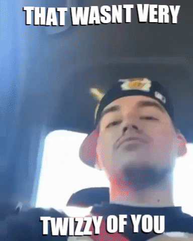 A Man Wearing A Hat With The Words That Wasnt Very Twizzy Of You On It GIF