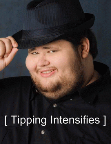 A Man Wearing A Hat With The Words Tipping Intensifies Written Below Him GIF