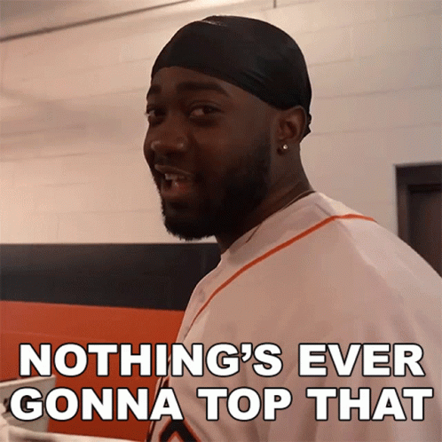 Man With Headband And Earrings Says Nothing S Ever Gonna Top That GIF