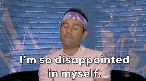 A Man Wearing A Headband Is Sitting In Front Of A Brick Wall And Says I 'M So Disappointed In Myself GIF