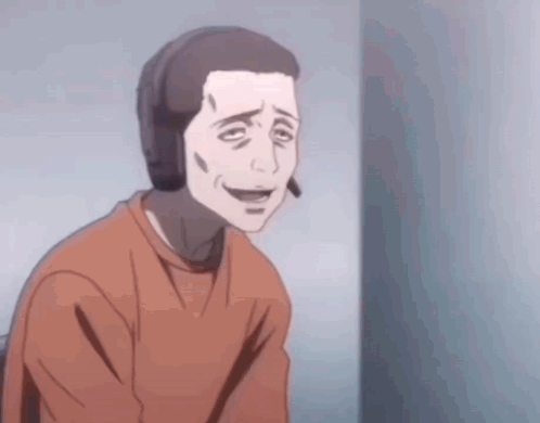 A Man Wearing A Headset Is Smiling In A Cartoon GIF