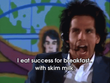 A Man Wearing A Headset Says That He Eat Success For Breakfast With Skim Milk GIF