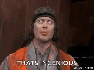 A Man Wearing A Helmet And Goggles Is Making A Funny Face And Says `` That 'S Ingenious '' . GIF