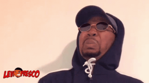 A Man Wearing A Hoodie And Sunglasses With The Words Pause Behind Him GIF