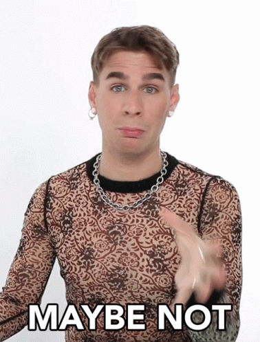 A Man Wearing A Leopard Print Shirt And A Chain Around His Neck Says " Maybe Not " GIF