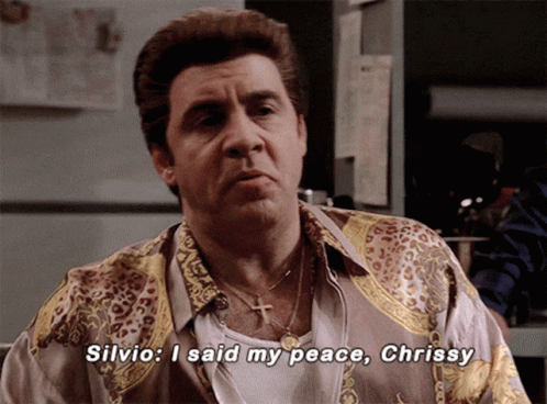 A Man Wearing A Leopard Print Shirt Says Silvio I Said My Peace Chrissy GIF