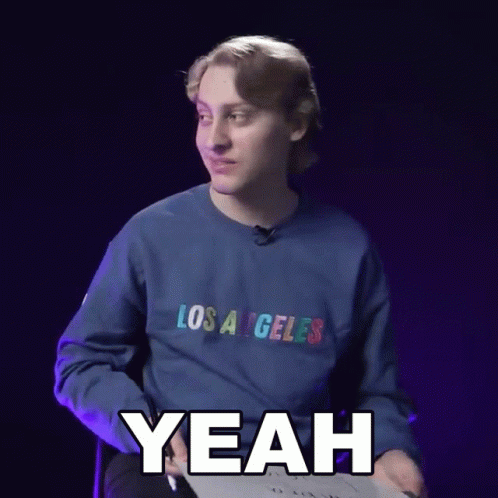 A Man Wearing A Los Angeles Sweatshirt Says " Yeah " GIF