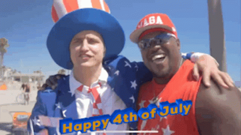a man wearing a maga hat stands next to another man