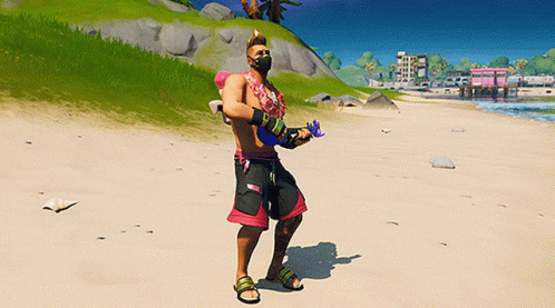 A Man Wearing A Mask Is Standing On The Beach GIF