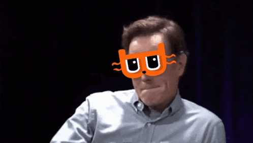 A Man Wearing A Mask That Says ' U U ' On It GIF