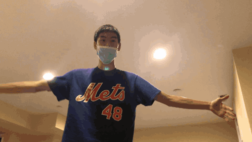 A Man Wearing A Mets Shirt With The Number 48 On It GIF