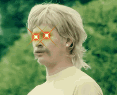 Man With Mullet Earrings Red Eyes Mustache GIF