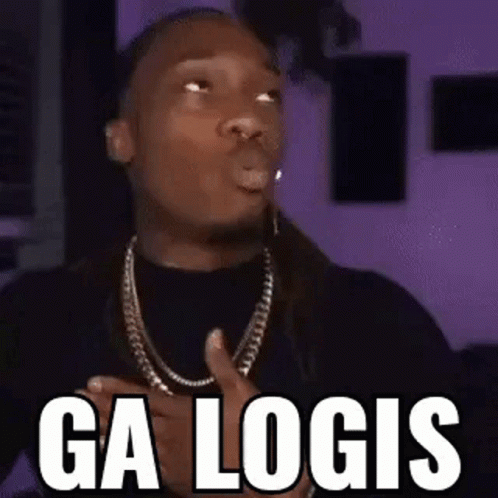 A Man Wearing A Necklace And A Black Shirt Is Making A Funny Face . GIF