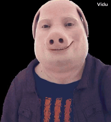 A Man Wearing A Pig Mask And A Shirt That Says ' Ii ' GIF