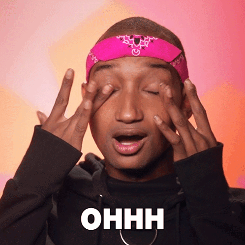 Man With Pink Bandana And Closed Eyes Saying Ohhh GIF