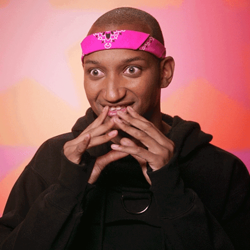 Man Wearing Pink Bandana GIF