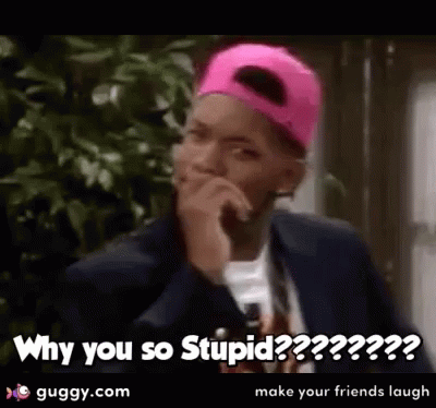 A Man Wearing A Pink Hat And A Suit Is Asking Why You So Stupid GIF