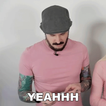 A Man Wearing A Pink Shirt And A Gray Hat Says Yeahh GIF