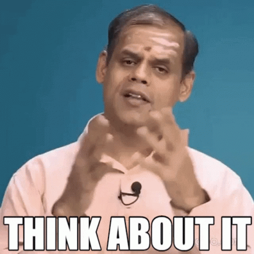 A Man Wearing A Pink Shirt And A Microphone Is Making A Funny Face And Saying `` Think About It '' . GIF