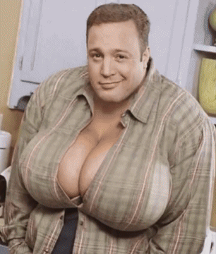A Man Wearing A Plaid Shirt With Very Large Breasts GIF