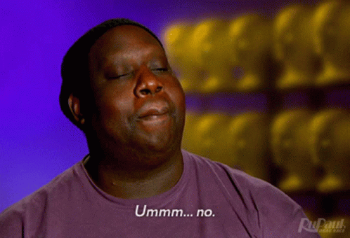 A Man Wearing A Purple Shirt Says " Ummm No " GIF