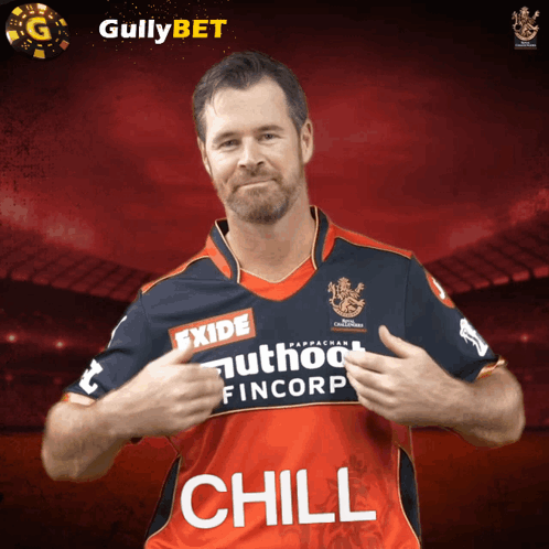 A Man Wearing A Red And Blue Shirt That Says Chill On It GIF