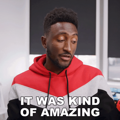 A Man Wearing A Red And White Hoodie Says It Was Kind Of Amazing GIF