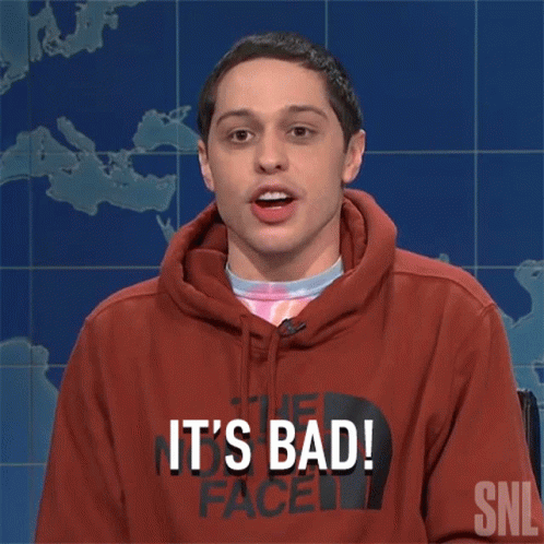 A Man Wearing A Red Hoodie That Says It 'S Bad On It GIF