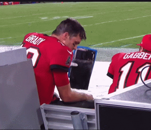 A Man Wearing A Red Jersey With The Number 7 On It GIF