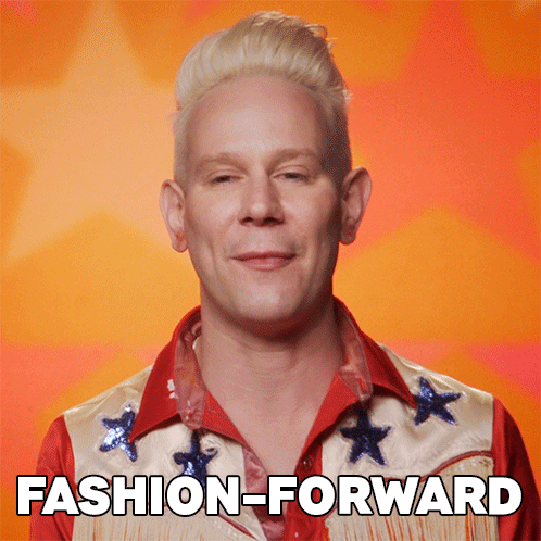 Man In Red Shirt And White Vest With Stars Says Fashion-Forward GIF