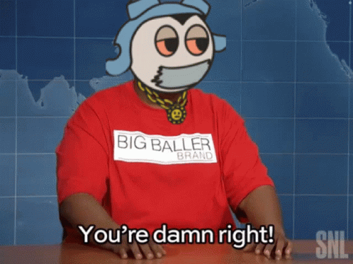 A Man Wearing A Red Shirt That Says " Big Baller Brand " GIF