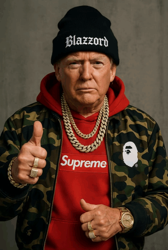 A Man Wearing A Red Supreme Sweatshirt And A Black Beanie Giving A Thumbs Up GIF