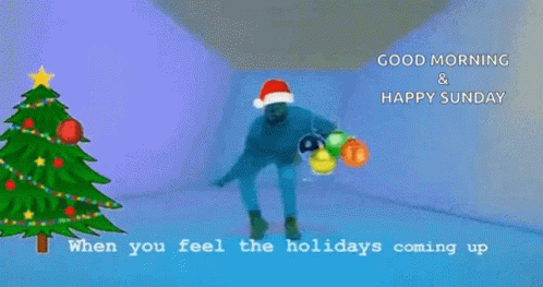 A Man Wearing A Santa Hat Is Dancing In Front Of A Purple Background . GIF