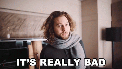 Man In Black Shirt And Scarf Says It's Really Bad GIF