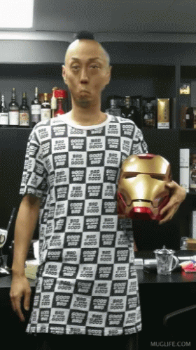 A Man Wearing A Shirt That Says " Bad Good Good " GIF