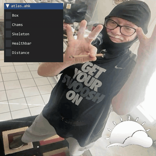 A Man Wearing A Shirt That Says Get Your Swoosh On Holds A Cigarette GIF
