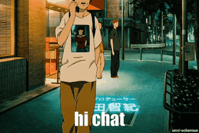 A Man Wearing A Shirt That Says Hi Chat On It GIF