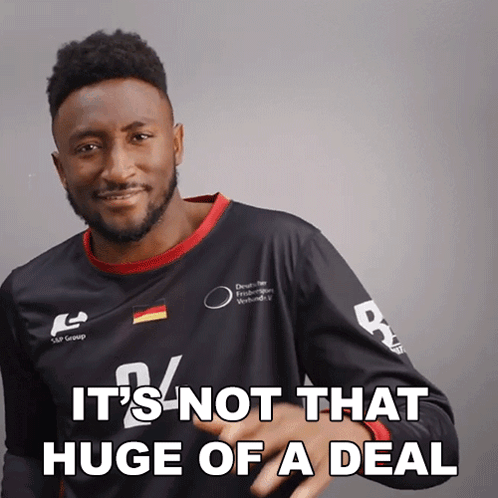 A Man Wearing A Shirt That Says ' It 'S Not That Huge Of A Deal ' On It GIF