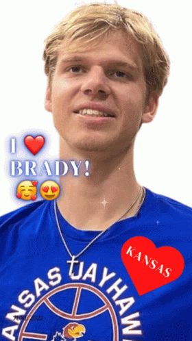 A Man Wearing A Shirt That Says Kansas Jayhawks On It GIF