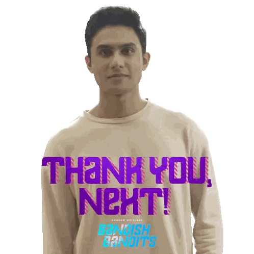a man wearing a shirt that says ' thank you next ' on it
