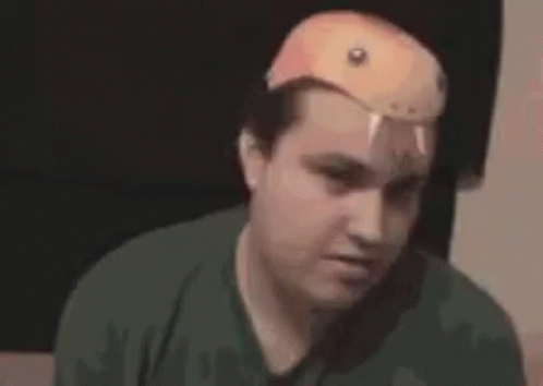 A Man Wearing A Snake Mask On His Head Is Saying I 'M A Snake . GIF