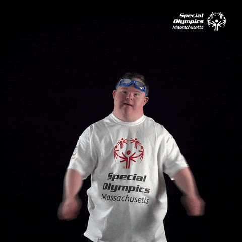 A Man Wearing A Special Olympics Massachusetts T-Shirt GIF