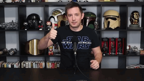 A Man Wearing A Star Wars T-Shirt Giving A Thumbs Up GIF
