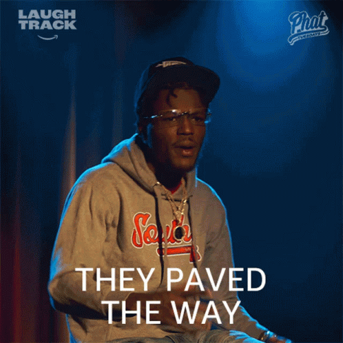 A Man Wearing A Sweatshirt That Says They Paved The Way On It GIF