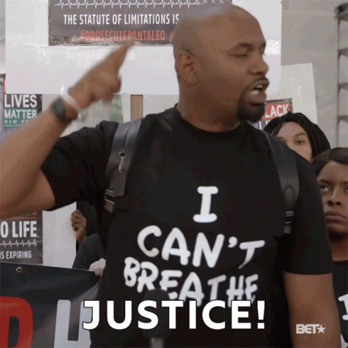 A Man Wearing A T-Shirt That Says I Can 'T Breathe Justice GIF