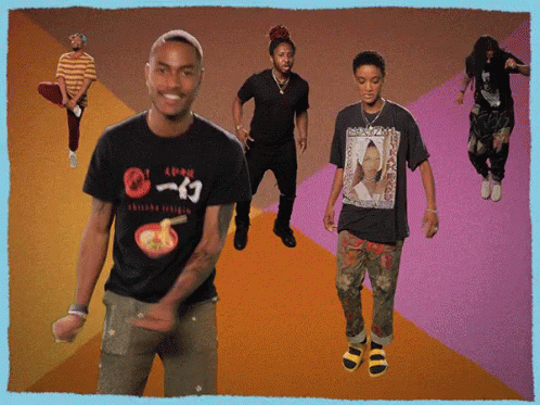 A Man Wearing A T-Shirt That Says Noodles On It GIF
