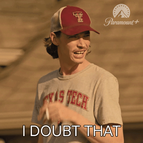 a man wearing a texas tech shirt and a paramount logo