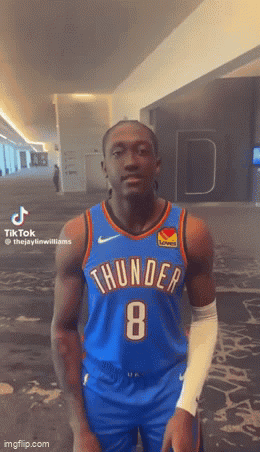 A Man Wearing A Thunder Jersey Number 8 GIF