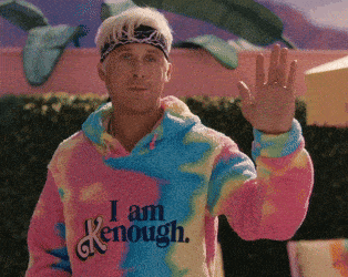 A Man Wearing A Tie Dye Sweatshirt That Says " I Am Enough " GIF