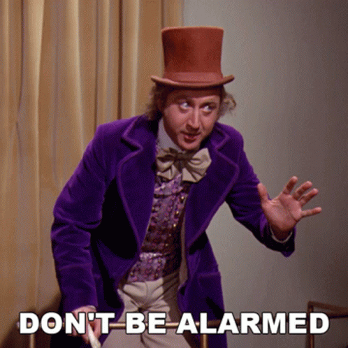Man In Top Hat And Purple Suit Says Do Not Be Alarmed GIF